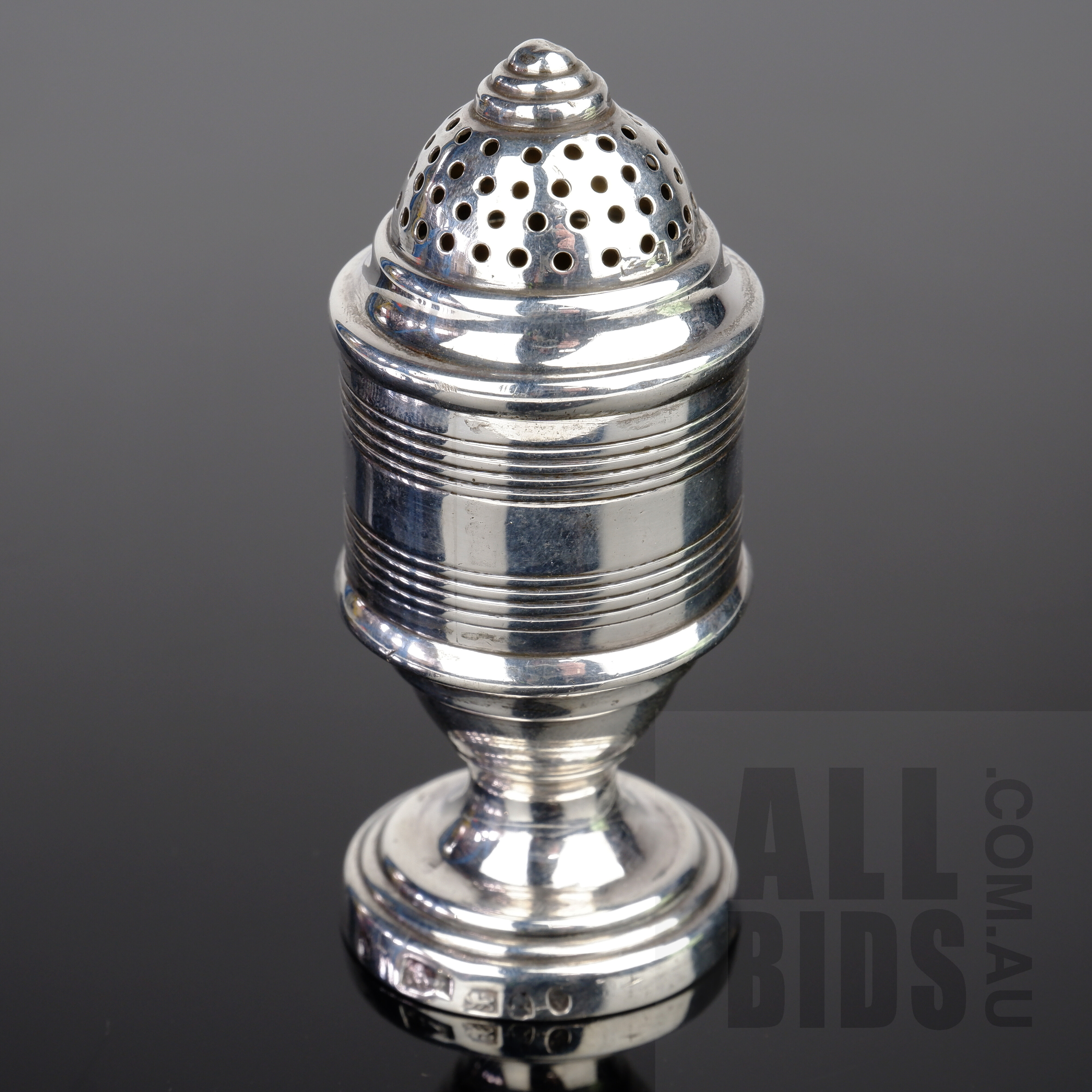 'Good George IV Sterling Silver Pepper Pot with 1821 Coronation Hallmark, Sheffield, 56g'