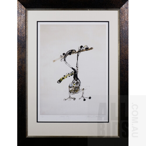 John Olsen (born 1928), Falling Frog, Digital Lithograph, 79.5 x 57.5 cm (image size)