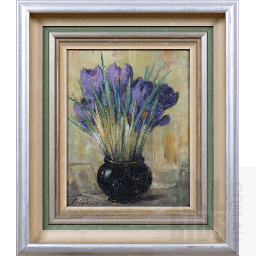 Folke Sinclair (1877-1956, Swedish), Crocuses 1944, Oil on Panel, 37 x 31 cm (incl. frame)