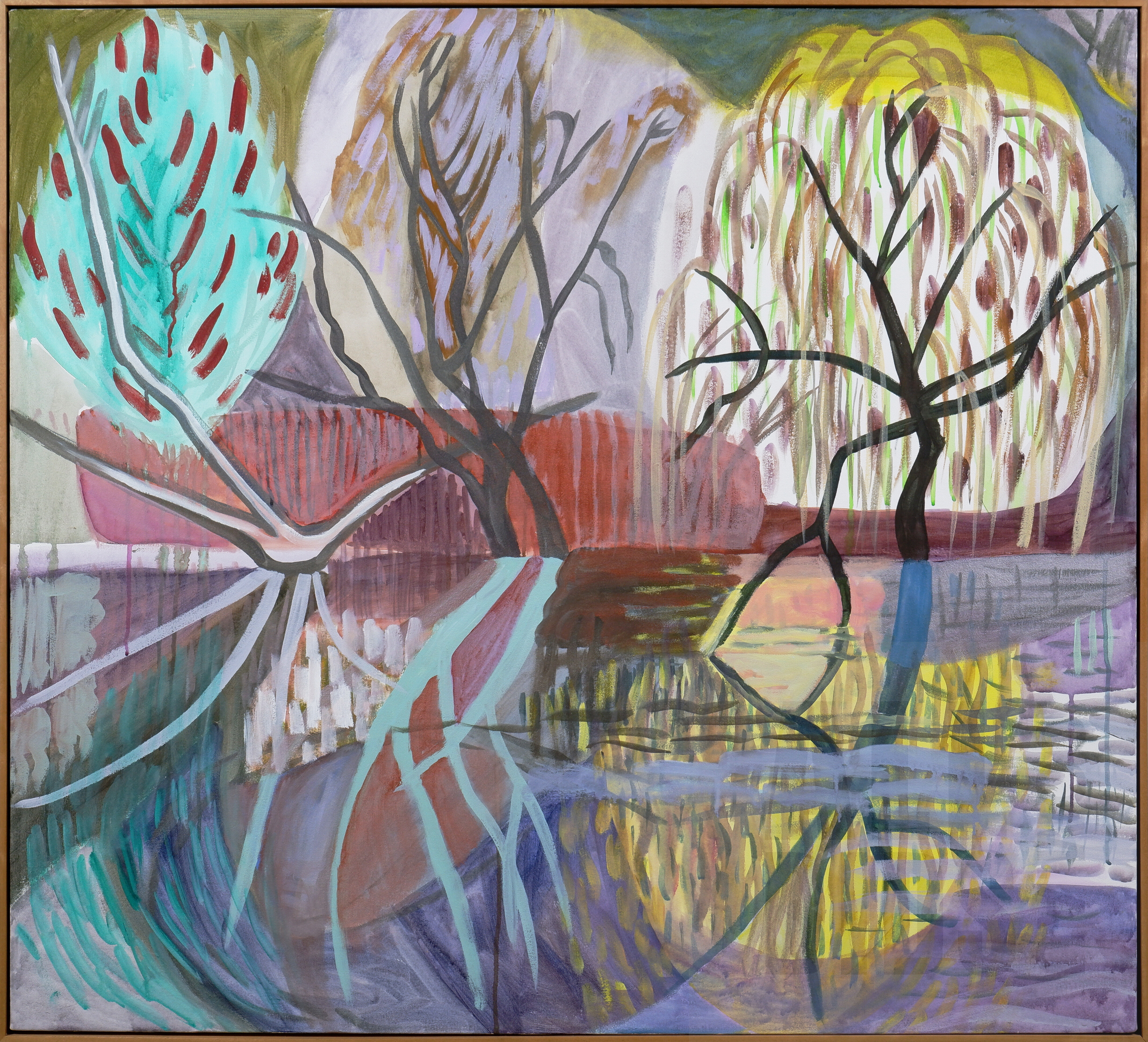 'Lynne Flemons, Down by the River, Acrylic on Canvas, 102 x 112 cm'