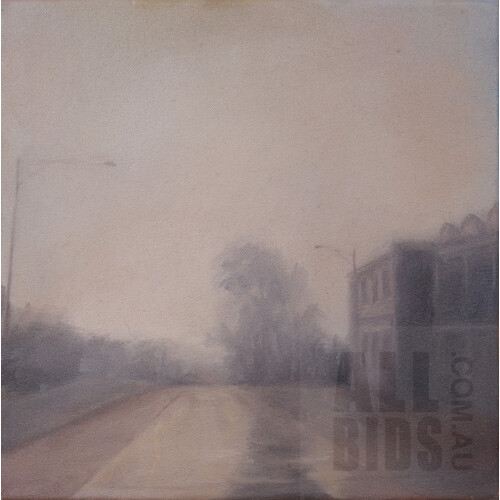 Kirrily Hammond (born 1975), Carlton Street, Carlton 2013, Oil on Canvas, 25 x 25 cm