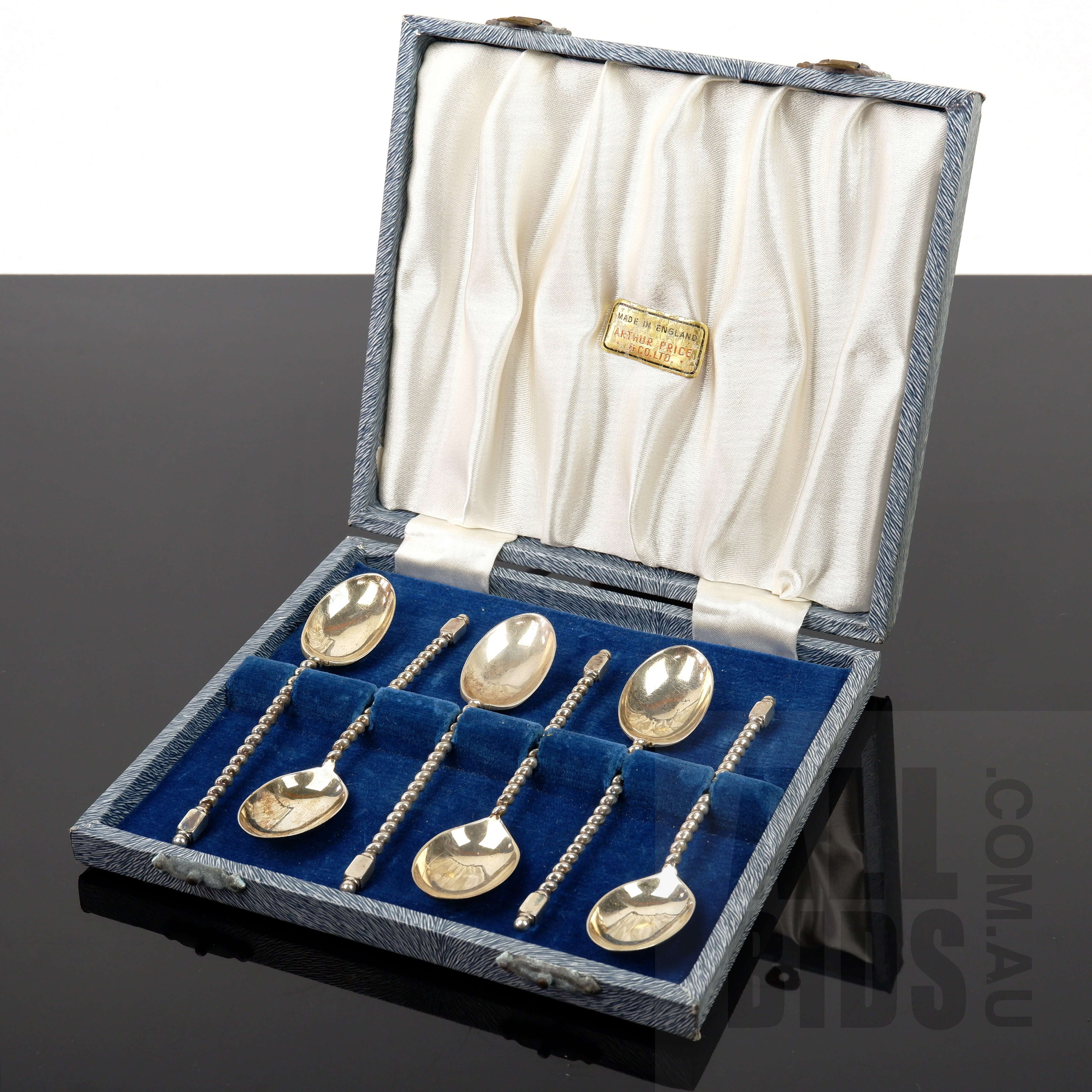'Boxed Early 20th Century Set of Six Sterling Silver Teaspoons, Sheffield, Cooper Brothers & Sons Ltd, 1922, 85g'