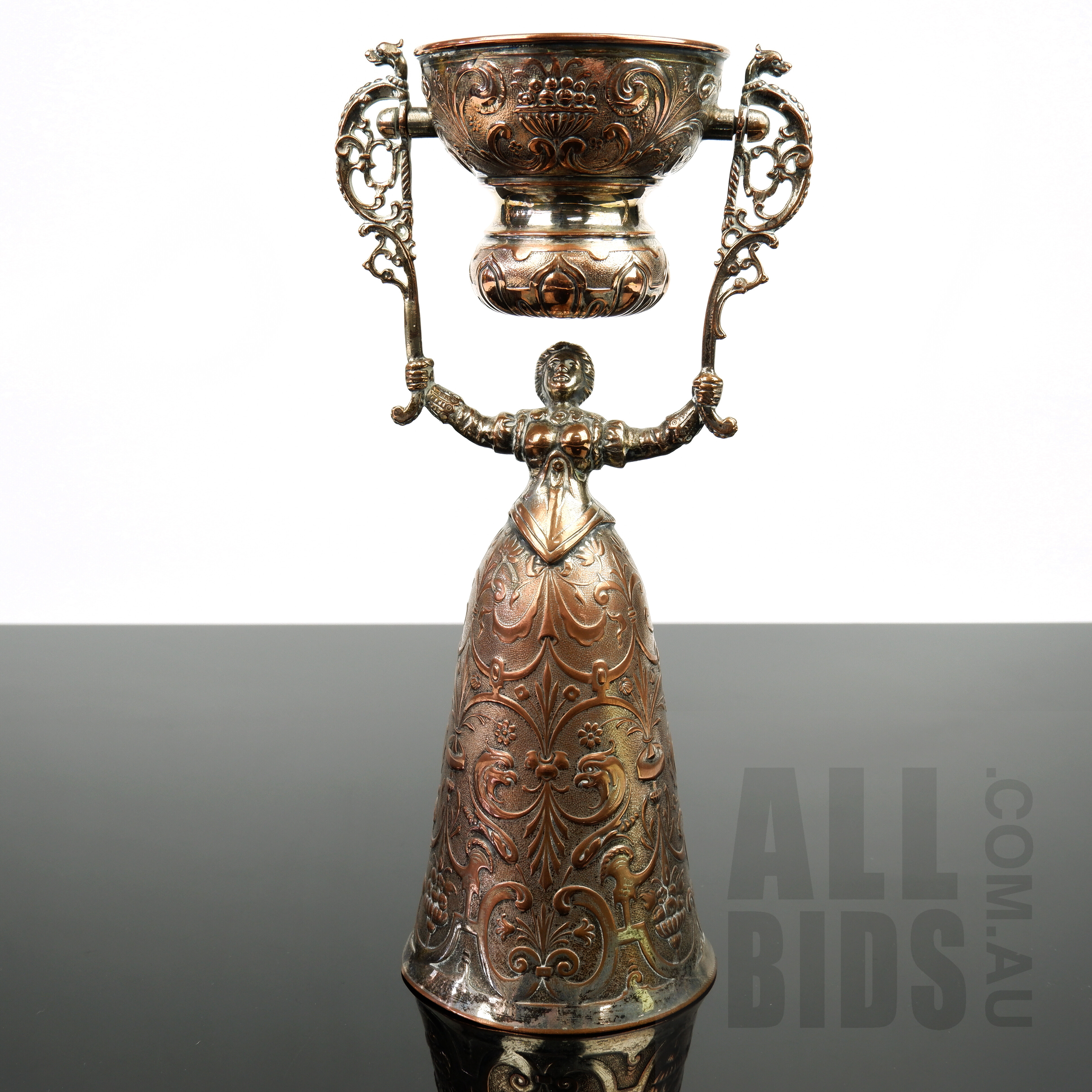 '19th Century Silver Plated Wager or Marriage Cup with Gimbal Bowl'