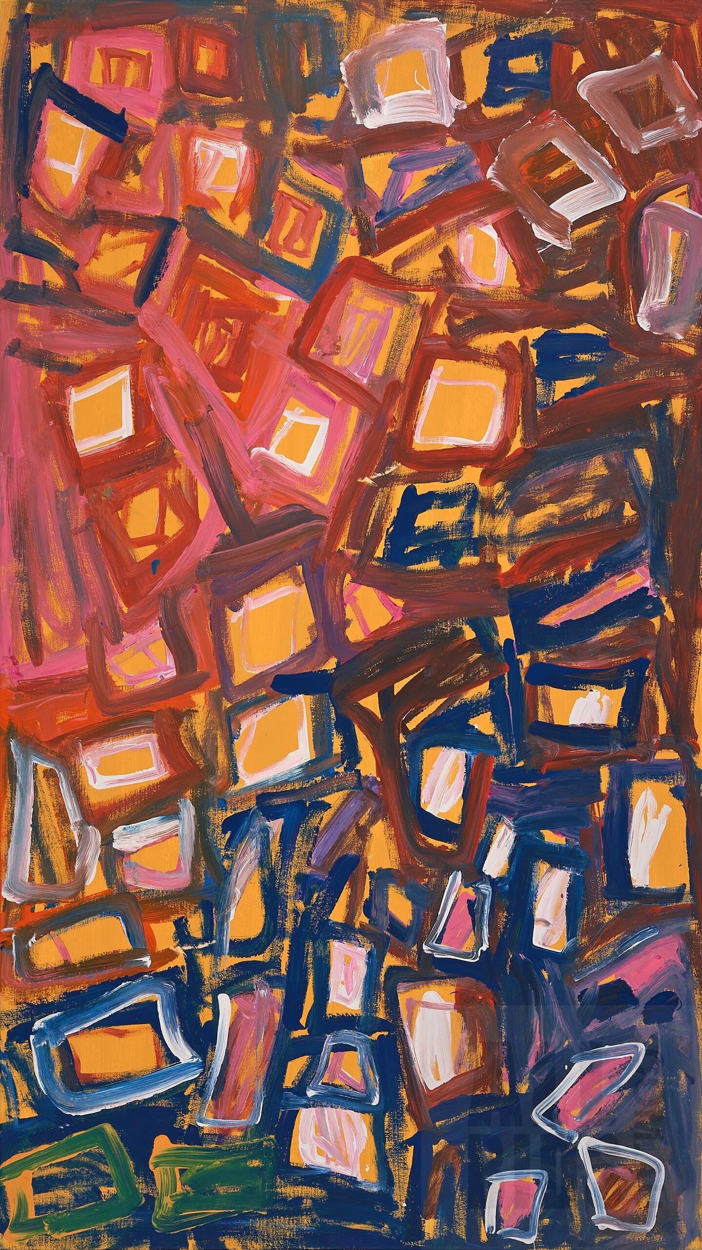 'Bob Gibson Tjungurrayi (born 1974),Tingari, Acrylic on Canvas, 154 x 86 cm'