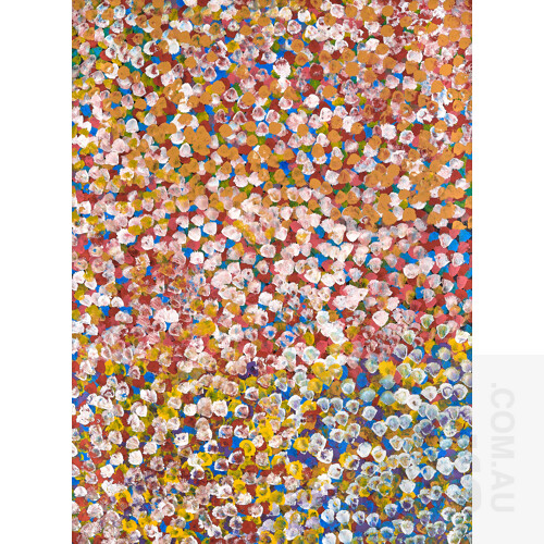 Bessie Pitjara (born 1960), Bush Plum, Acrylic on Canvas,131 x 96 cm