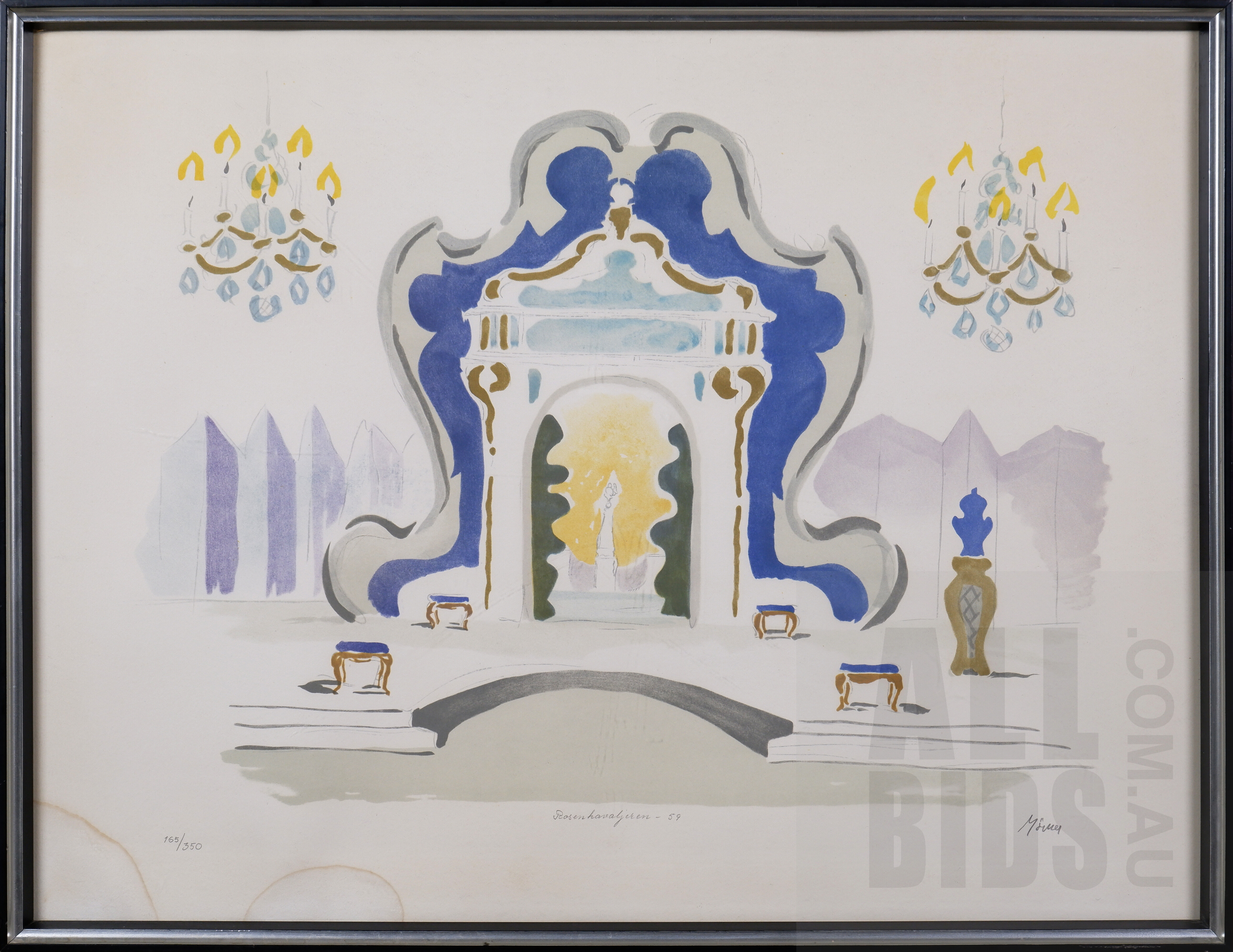 'Stellan Morner (1901-1981, Swedish - Halmstad Group), Rosenkavalier, Colour Lithograph, 52 x 67cm (incl. frame)'