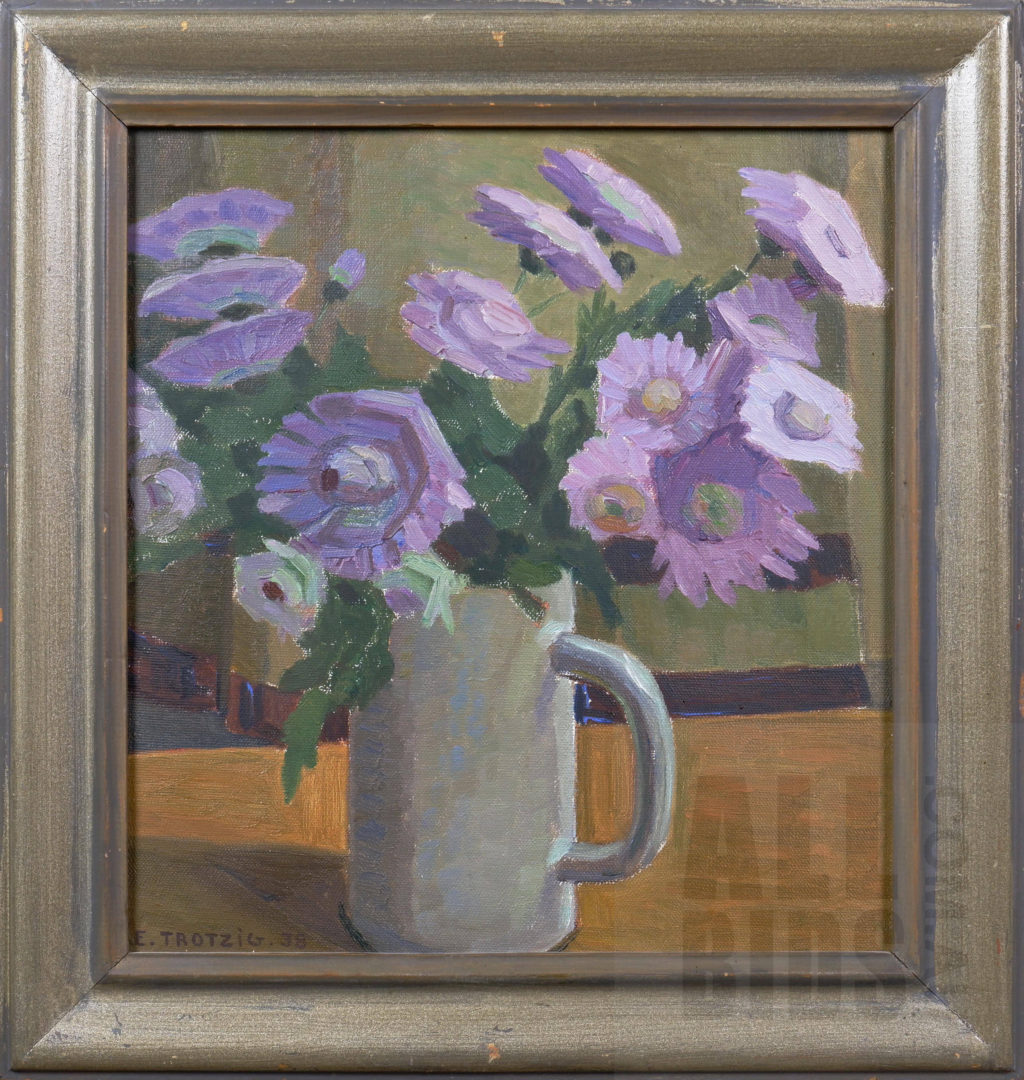 'Ellen Trotzig (1978-1949, Swedish), Still Life with Flowers 1938, Oil on Canvas, 44 x 41 cm (incl. frame)'