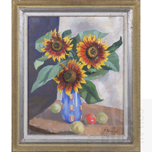 Folke Bulow (1905-1955, Swedish), Still Life with Flowers 1950, Oil on Canvas, 68 x 58 cm (incl. frame)