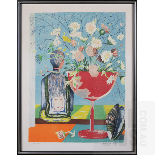 Axel Olson (1901-1981, Swedish - Halmstad Group), Summer Bouquet, Colour Lithograph, 52 x 67cm (incl. frame)