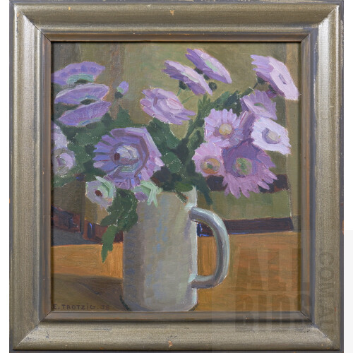Ellen Trotzig (1978-1949, Swedish), Still Life with Flowers 1938, Oil on Canvas, 44 x 41 cm (incl. frame)