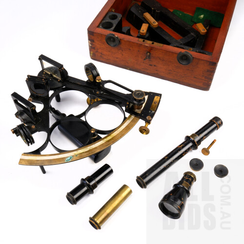Good Early 20th Century H. Hughes & Son Ltd, London Sextant, with Four Lens Variations