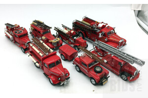 Assorted Matchbox Models Of Yesteryear Firetrucks - Approx 1:43 Scale - Lot Of 7