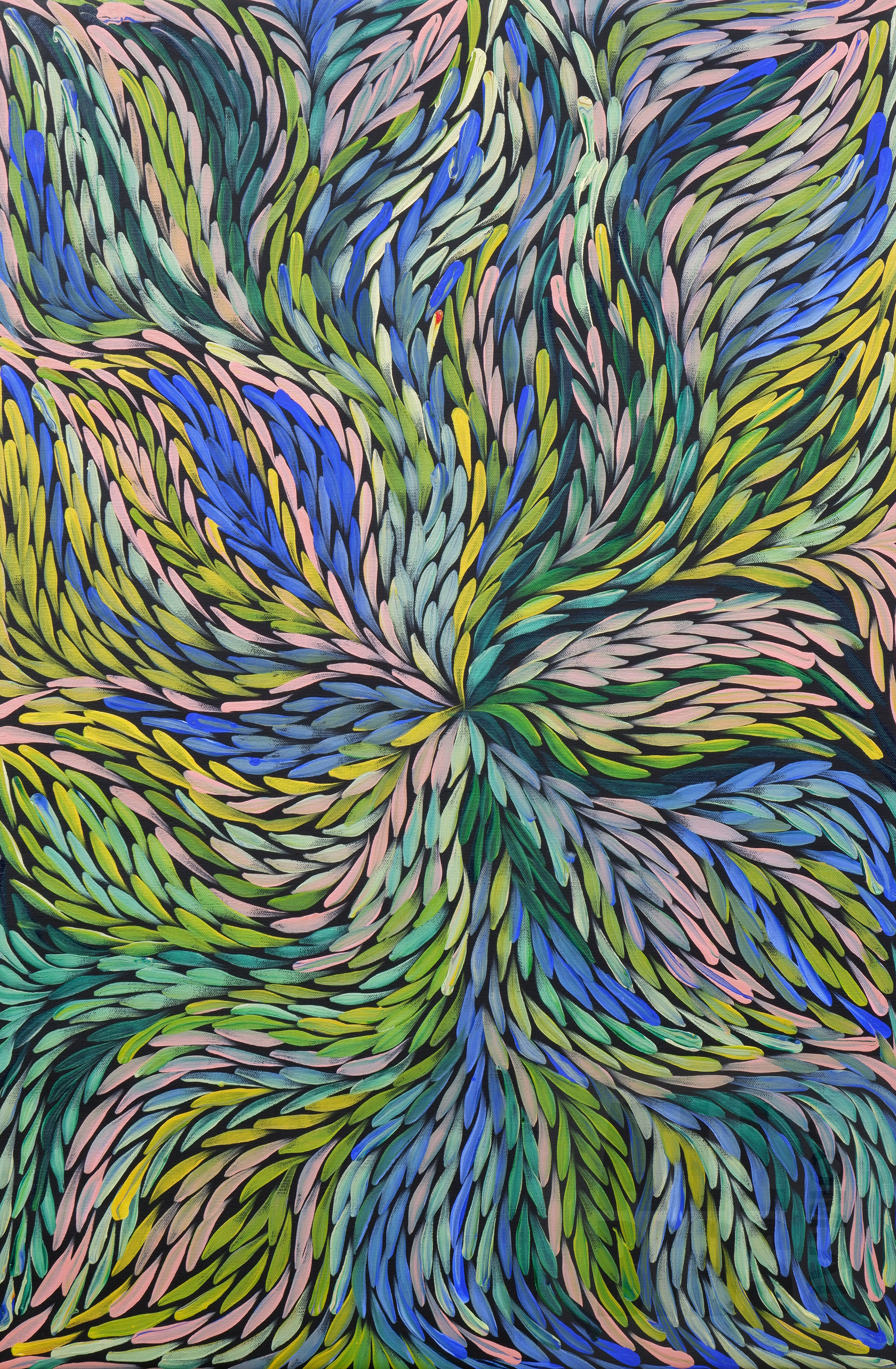 'Jeannie Petyarre (born c1956, Anmatyerre language group), Bush Yam Flower, Acrylic on Canvas, 94 x 62 cm'