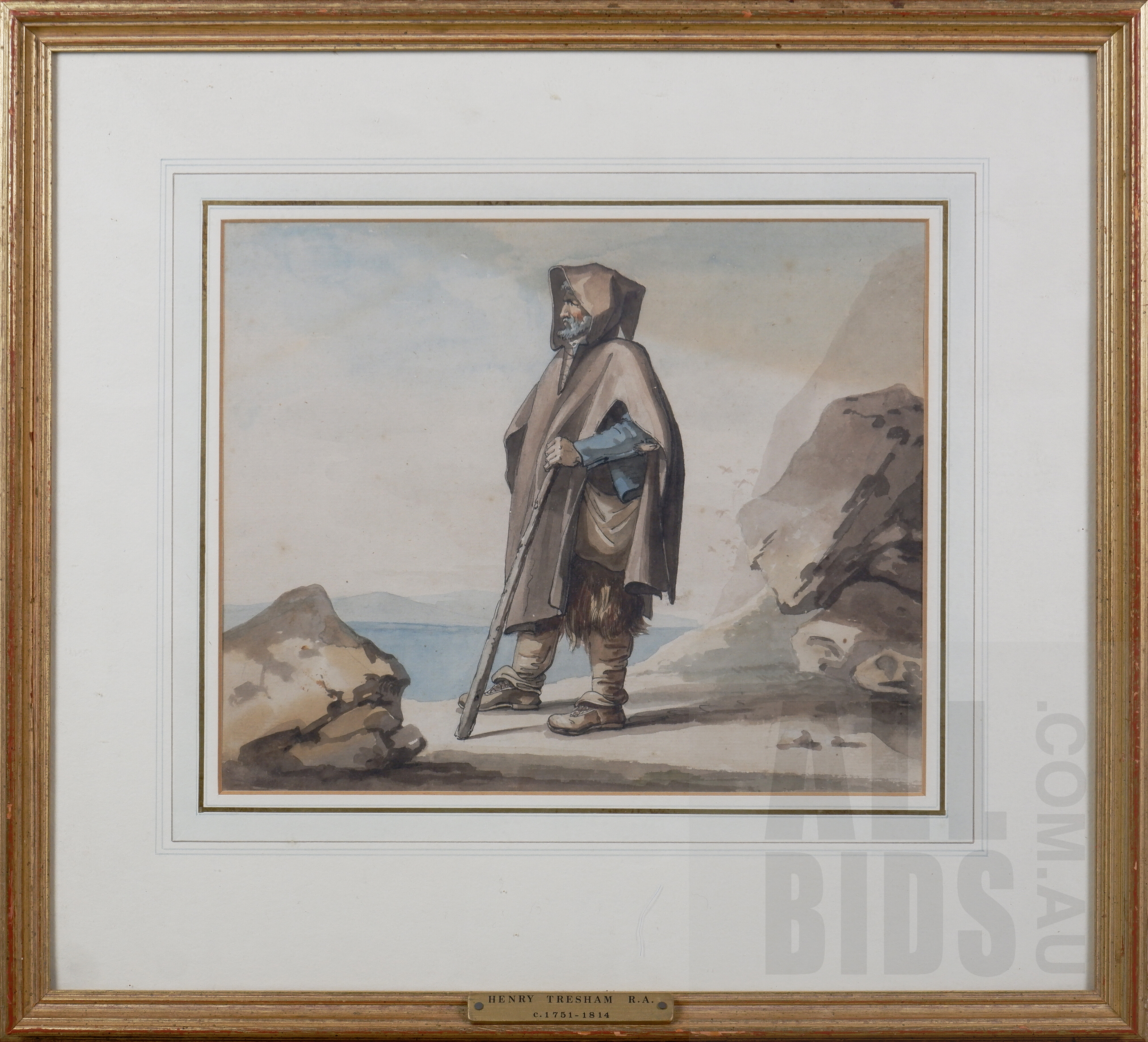 'Henry Tresham (1750/51-1814), A Peasant of Mount Erix, Pen, Grey Ink and Watercolour, 24 x 29 cm'