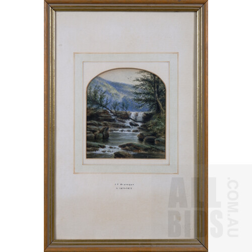 J. F. Branegan (active 1870s, British), A Mountain River, Watercolour, 14 x 12.5 cm