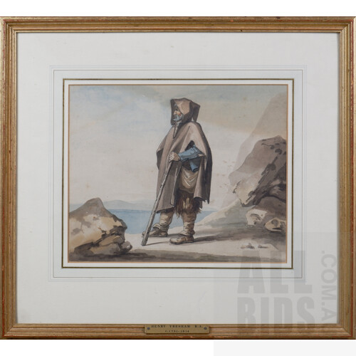 Henry Tresham (1750/51-1814), A Peasant of Mount Erix, Pen, Grey Ink and Watercolour, 24 x 29 cm