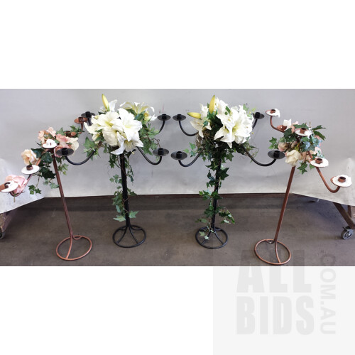 30 x Metal Candelabra With Artificial Floral Arrangements