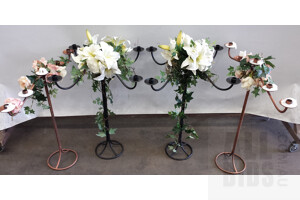 30 x Metal Candelabra With Artificial Floral Arrangements