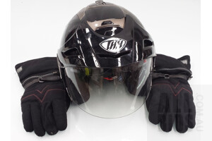 THH Open Face Motorcycle Helmet and Tour Mate Gloves