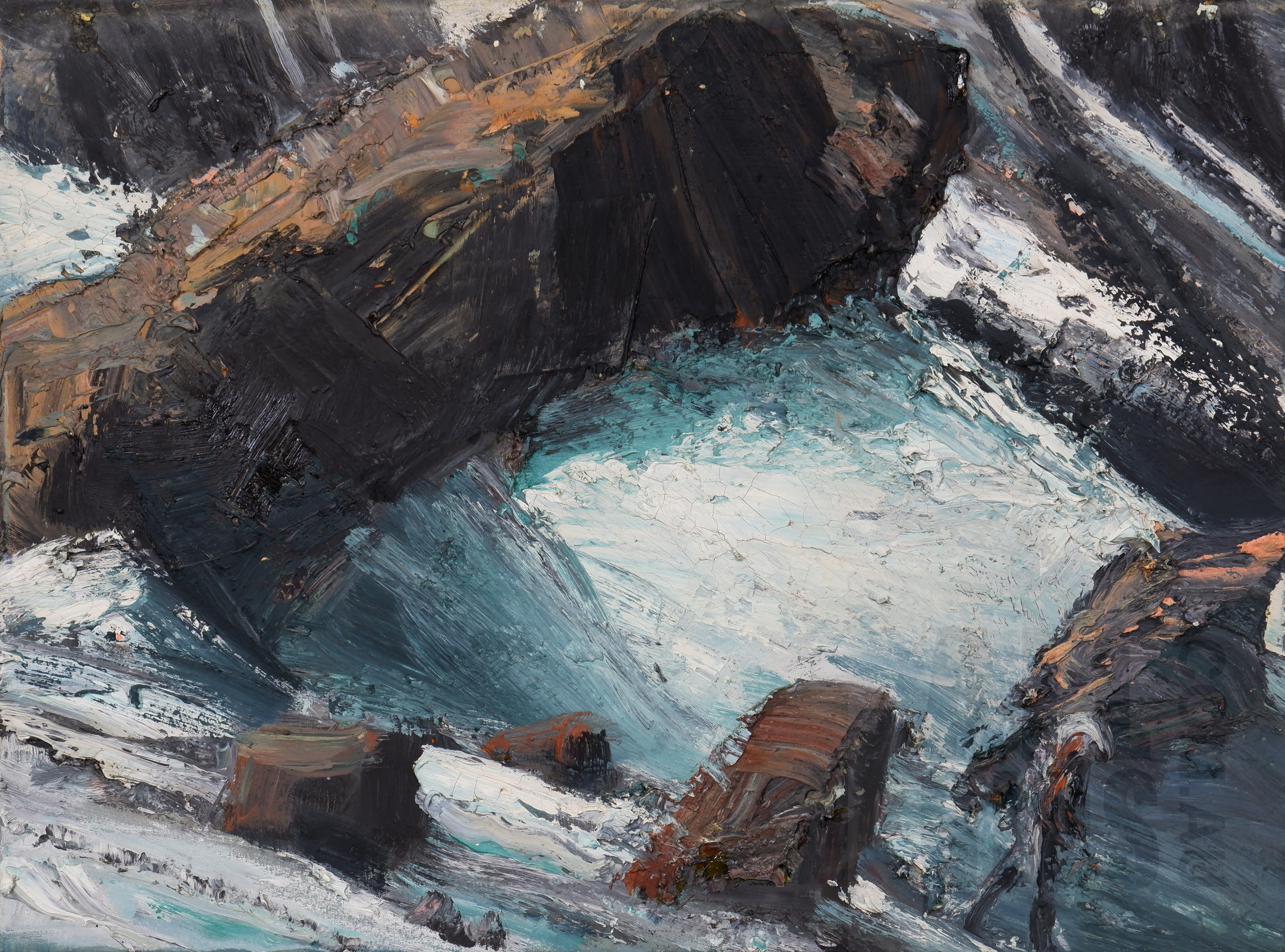 'Euan Macleod (born 1956), Big Rock 2012, Oil on Canvas, 38 x 51 cm'