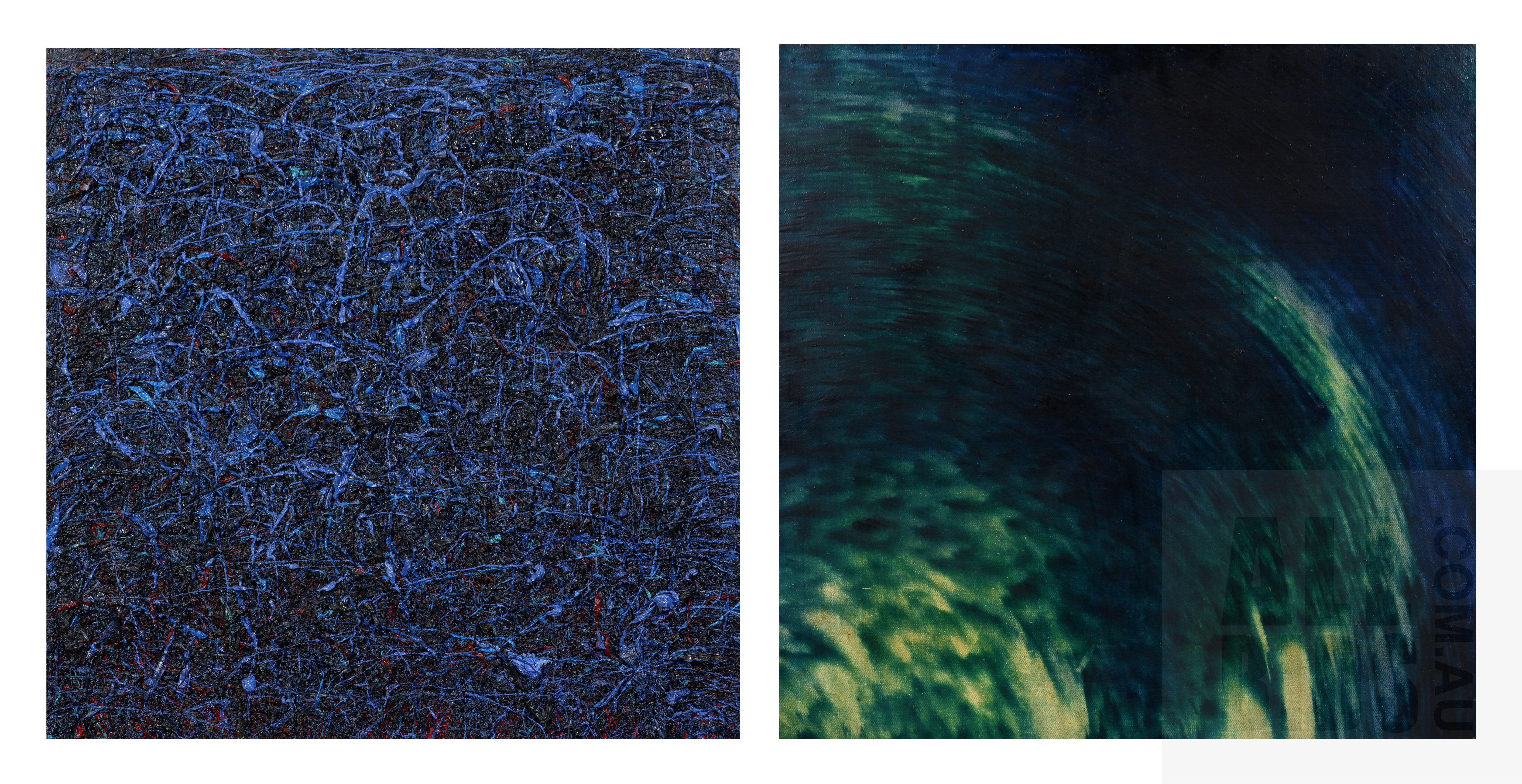'Neil Frazer (born 1961), Dualite Series 1993, Oil on Canvas, each 60 x 60 cm; 60 x 120 cm (overall)'
