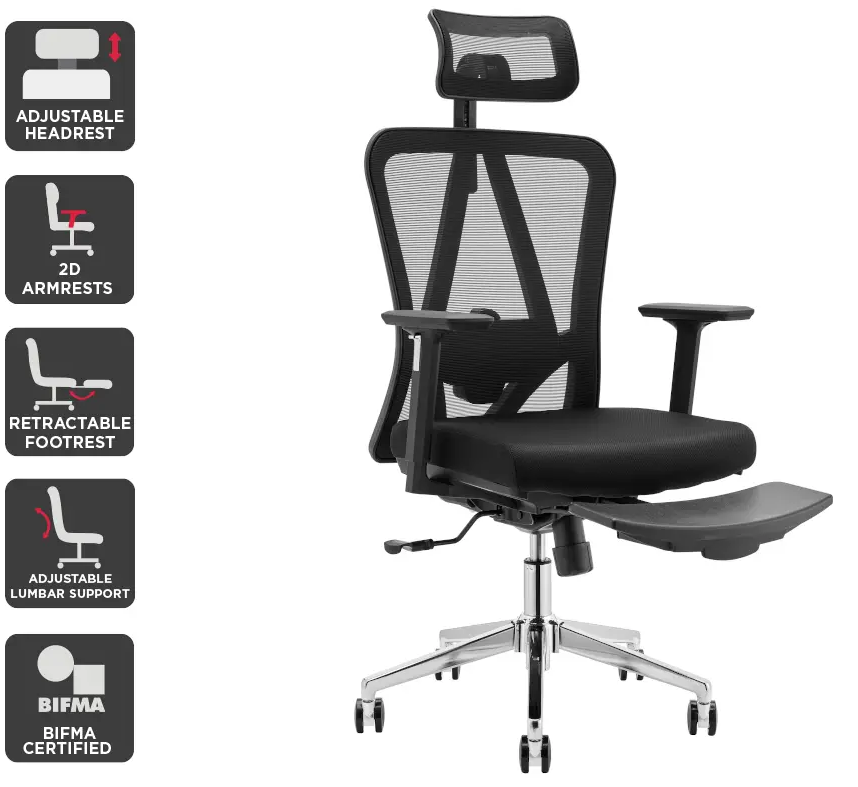 ergolux endurance ergonomic chair with footrest