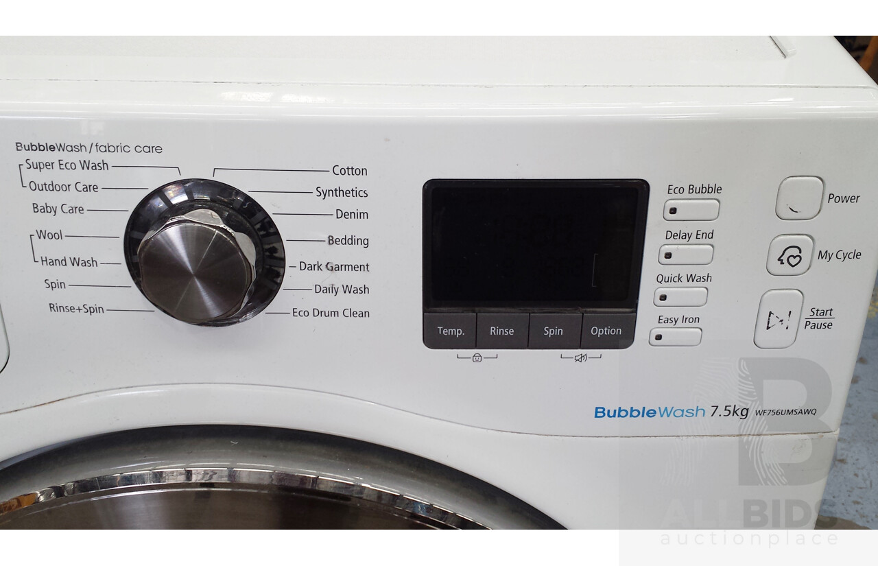 samsung bubble wash 7.5 kg wf756umsawq