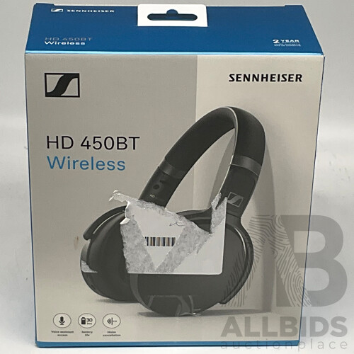 Sennheiser HD 450BT Noise-Cancelling Wireless Bluetooth Headphones (Black)  SEBT4