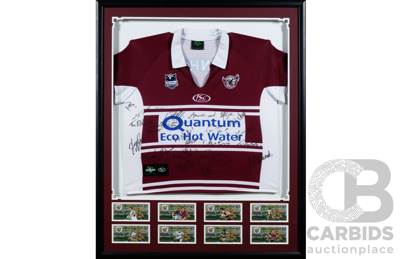 Sold at Auction: Manly Warringah Sea Eagles jersey, large collection of  team signatures, player signatures to front, also comes with a framed Sea  Eagles and Winfield Cup for Final 1995 NRL Cap