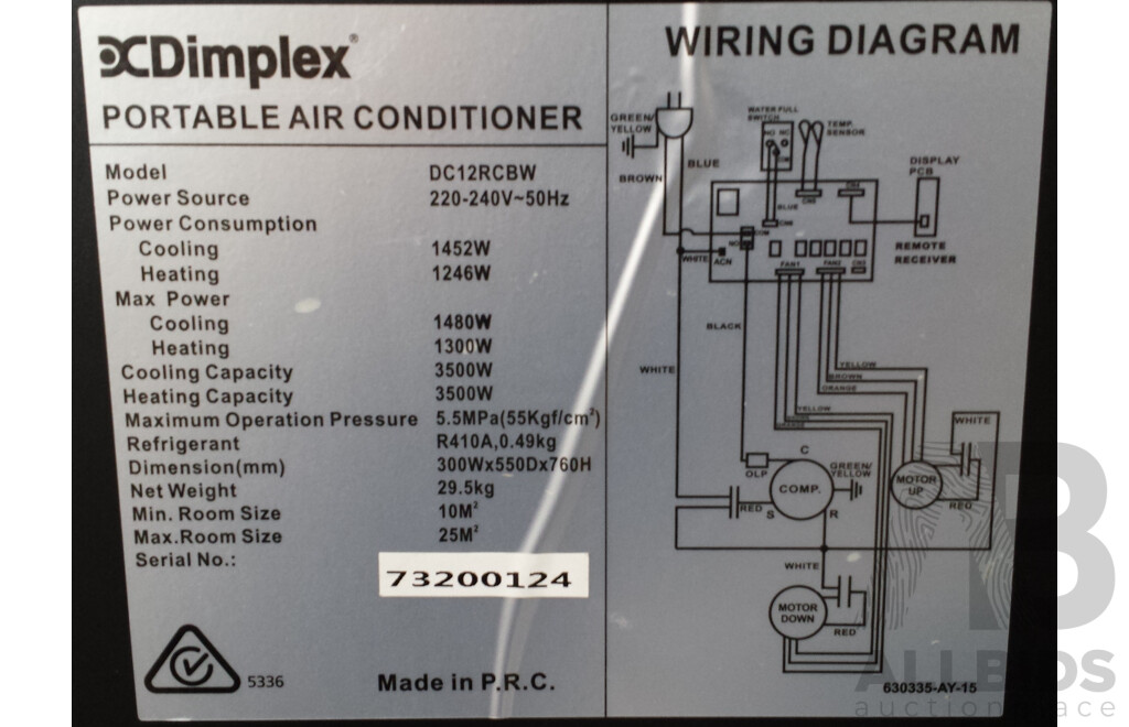 dimplex dc12rcbw