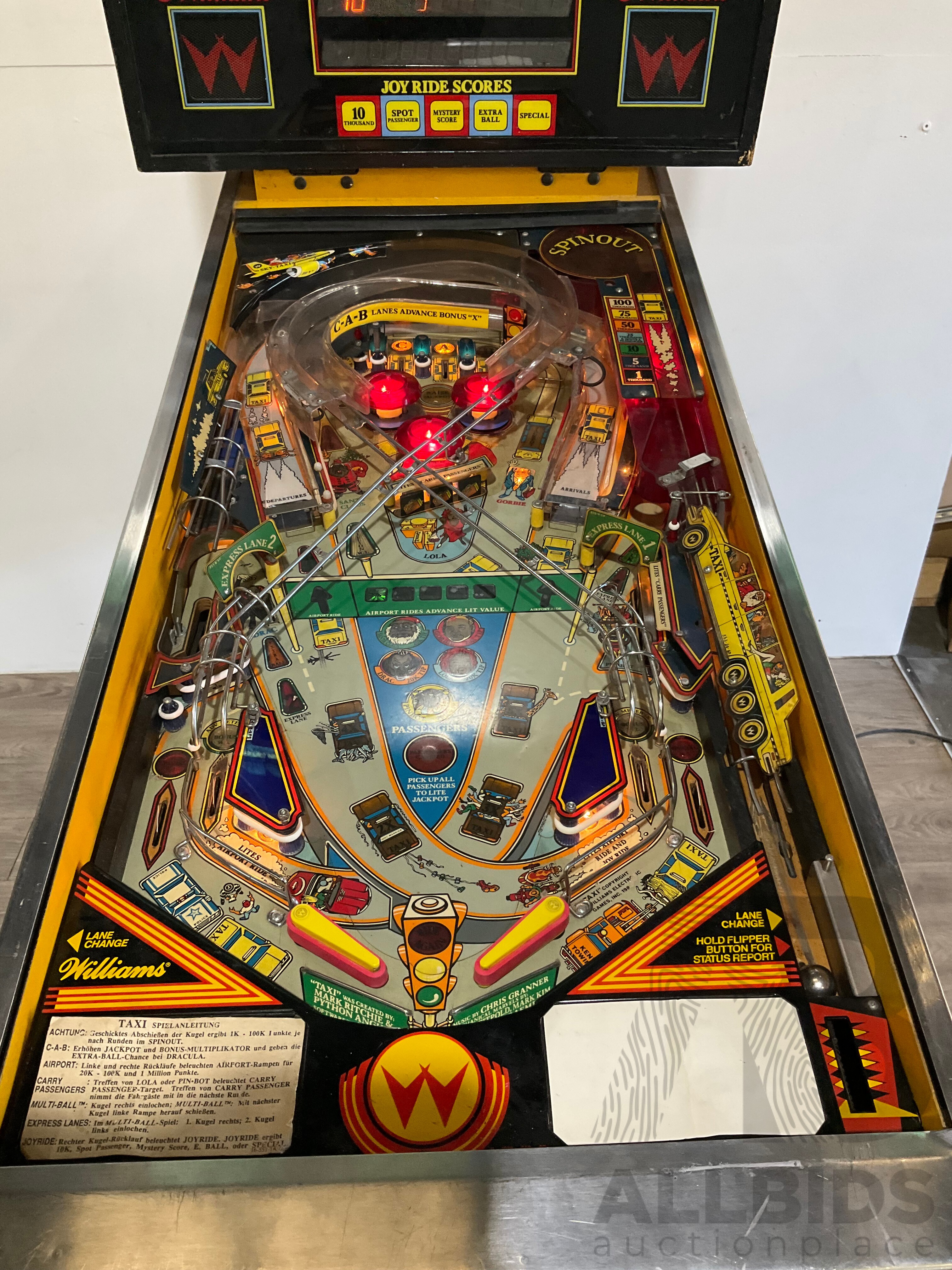 williams taxi pinball machine for sale