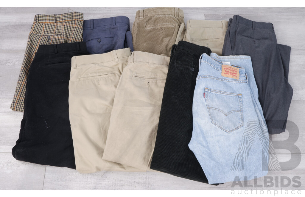 Lot of Ten Mens Pants, Sizes 36-40, - Lot 1493677 | ALLBIDS